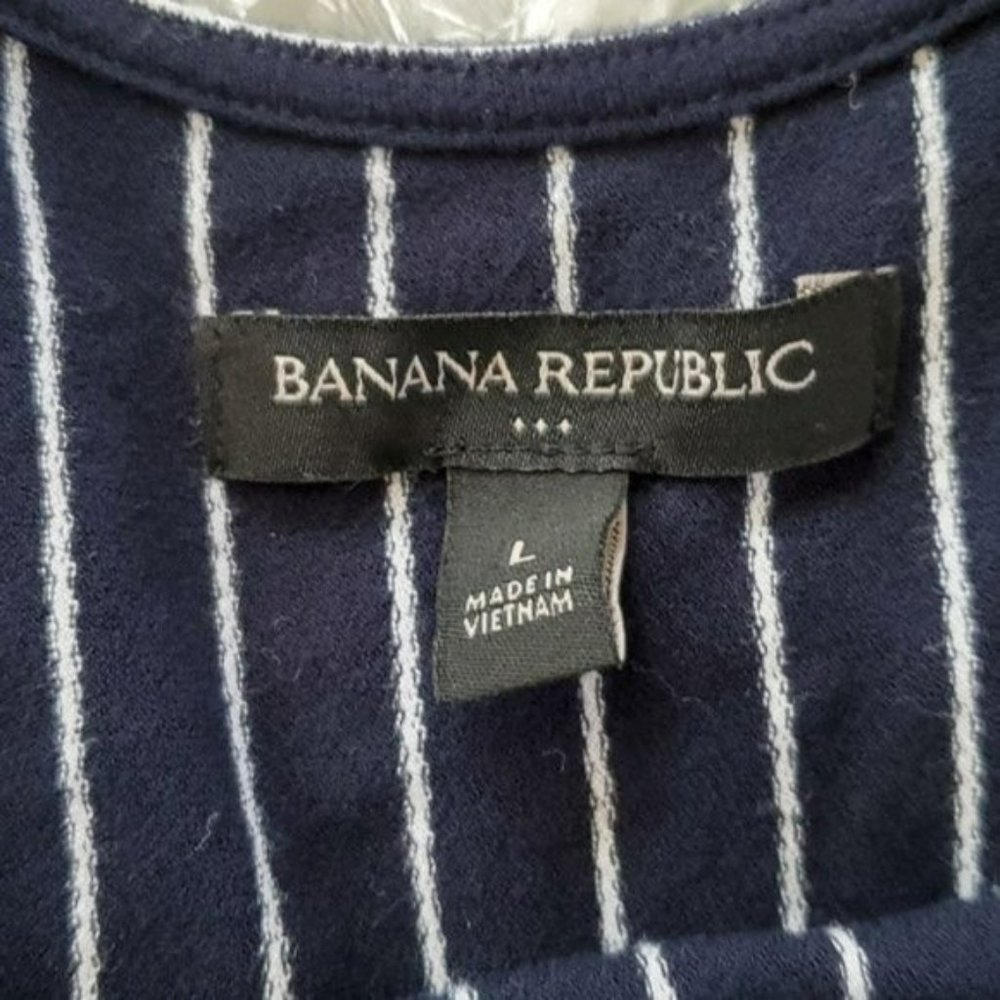 Banana Republic Navy Pinstripe Sleeveless Maxi Dress with Waist Tie - Picture 5 of 12